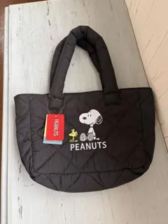 PEANUTS スヌーピー キルティングトートバッグ 中型 ブラック
