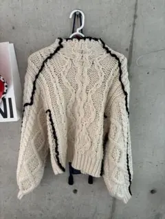MOUSSY アイボリー ケーブルニットセーター FREE