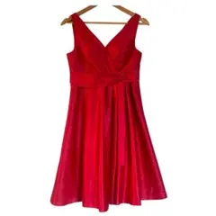 レッド Aライン パーティードレス Vネック