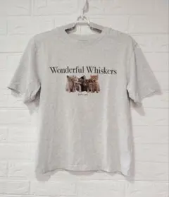 ユニクロホワイトグレーキャットフォトグラフ Tシャツ　サイズS