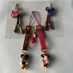 ディズニー　ミッキーマウス・ミニーマウス ストラップ 4個セット　未使用品