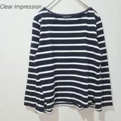 クリアインプレッション 長袖 Tシャツ カットソー ボーダー サイズ2 綿のサムネイル