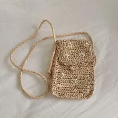 ZARA ラフィアポシェット フラワー刺繍 バッグのサムネイル