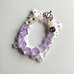 【No.439】ホイップデコ　トレカケース　硬質ケース　白　紫　王冠　薔薇　宝石