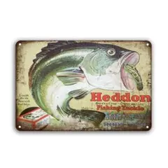 新品 ブリキ看板 Heddon バス フィッシング 釣り ルアー レトロのサムネイル