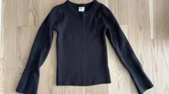 ダークグレー リブ編み 長袖ニット