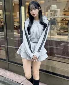 GRL リボンパーカー×ミニスカートスウェットセットアップ pm817