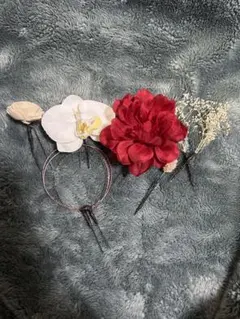 成人式 浴衣 髪飾り 赤 白