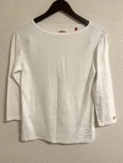 ハリウッドランチマーケット 七分袖カットソー ホワイト H刺繍 日本製