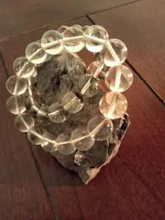 【2個セット】ヒマラヤ水晶　12mm丸玉ブレスレット+ガーデン水晶9mmブレス