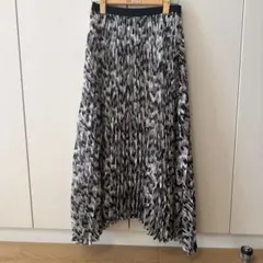 ユニクロ C プリーツスカート モノトーン 柄 S