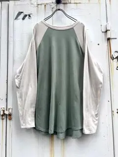 American Eagle グリーン ラグラン ロンT 古着 90s 00s