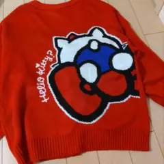 未使用サンリオハローキティちゃんHello Kitty 赤ニットカーディガンL