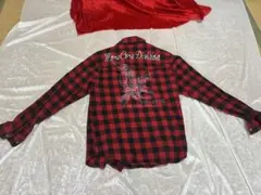 More core division 赤黒チェックネルシャツバックプリント鷲L