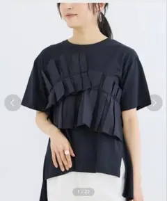 INCEDE 異素材切り替えフリルディテールTシャツのサムネイル
