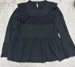 select MOCA ブラック レース長袖ブラウス Fサイズ