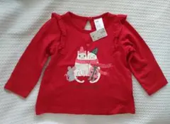 新品 H&M ベビー フリル 長袖Tシャツ カットソー 赤 70