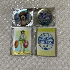 ブルーロック 蜂楽廻 海の家 メタリック缶バッジ サテン地ステッカー セット