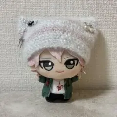 ちびぐるみ 猫耳ニット帽 ピアス装飾付き ハンドメイド ぬい服