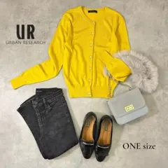 【URBAN RESEARCH】ビジューボタンカーディガン＊イエロー