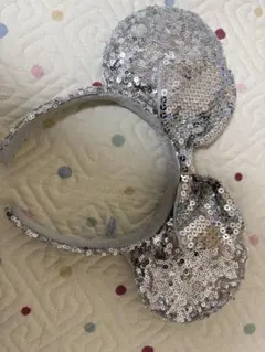 シルバー スパンコール ミニーマウスカチューシャ
