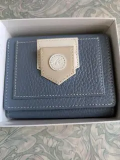 【美品】Kitamura 　三つ折り財布　薄いブルーグレイのサムネイル