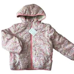 未使用タグ付き⭐︎花柄裏ボアジャケット フード付き　130