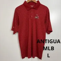 MLB カージナルス ANTIGUA ボーダー 半袖ポロシャツ L レッド 刺繍のサムネイル