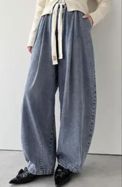 クラシカルエルフJaVaコラボウエストドロスト付きコクーンデニムイージーパンツM