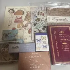 コラージュ 素材 ヴィンテージ レトロ 蝶 植物 英字 シール ペーパー