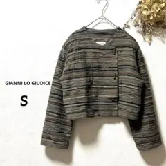 ジャンニロジュディチェ 総柄 ウール ショートジャケット イトキン Sサイズ