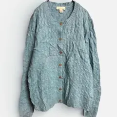 APPLSEED'S【M】ターコイズ 100%ウール カーディガン 羽織り 秋冬