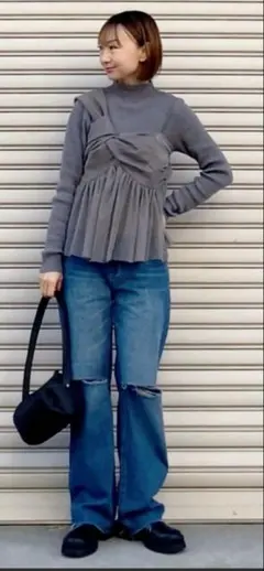 ソフトチュールアシンメトリーデザインキャミソールトップス