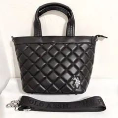 【極美品】ユーエスポロアッスン トートバッグ ショルダーバッグ 2WAY 黒のサムネイル