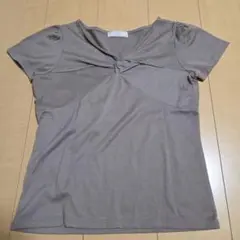 any　sis　 カーキ　グレー　 半袖Tシャツ ねじりデザイン