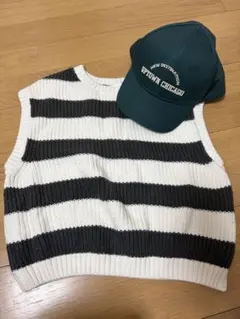 ZARA キッズストライプ ノースリーブベスト 110cm キャップおまけ付き