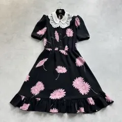美品　ヌメロヴェントゥーノ　21ss フローラルプリント　白襟　タックワンピース