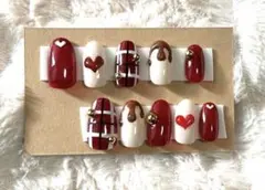 ネイルチップ バレンタインネイル ハート チェック