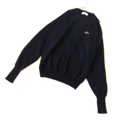 ポロクラブ　長袖ニットセーターL 黒　刺繍　毛100% ウールマーク　中国製