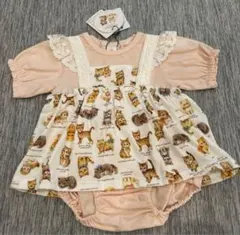 新品未使用　ベビーロンパースワンピース　バースデイコトリCottoli 猫レース