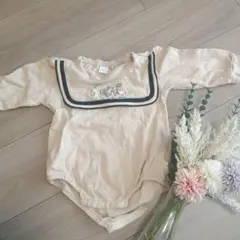 cottli コトリ ベージュロンパース 動物刺繍