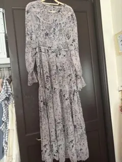 SNIDEL シアープリントプリーツワンピース LGRY 0サイズ