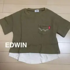 EDWIN エドウィン 半袖Tシャツ カーキ　ワッフル　110センチのサムネイル
