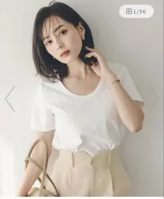 ベーシック クルーネック 半袖 Tシャツ ホワイト　anuansのサムネイル