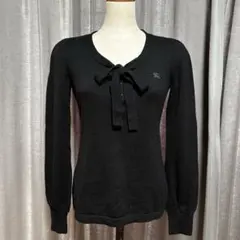 美品　BURBERRY バーバリー ニット セーター ブラック リボン