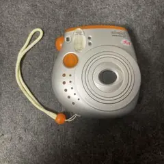instax mini 20 チェキ オレンジ シルバー ストラップ付き
