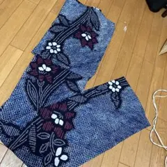 ■6556■未使用品■木綿■有松絞り　藍染　花柄　浴衣生地　一反■鳴海絞り □6556□未使用品□木綿□有松絞り 藍染 花柄 浴衣生地 一反□鳴海絞り