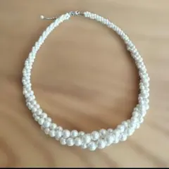 【美品】ホワイトパール多層ネックレス