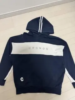 CRONOS ジップアップパーカー 黒/白 CRONOS DOUBLE STRIPES ZIP HOODIE【BLACK×WHITE】