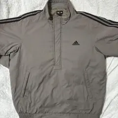 【90s】アディダス ハーフジップ ナイロンジャケット トラックストーングレー